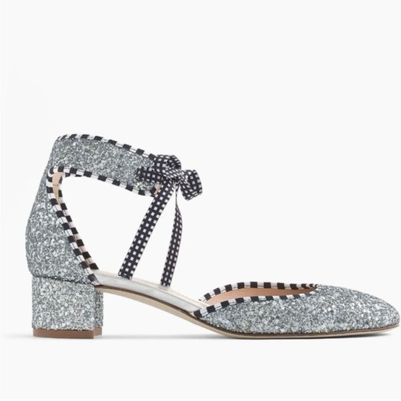 J. Crew Glittery Ankle Tie Heels Size 9.5